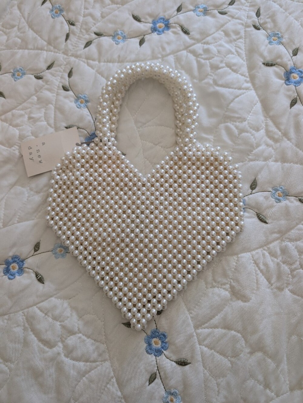 a new day Pearl Heart Mini Bag in Ivory
